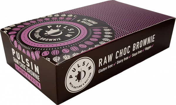 Pulsin Brownie Almond & Raisin 18x35g Vorne