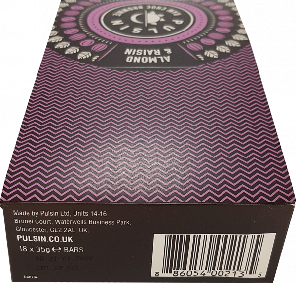 Pulsin Brownie Almond & Raisin 18x35g Vorne